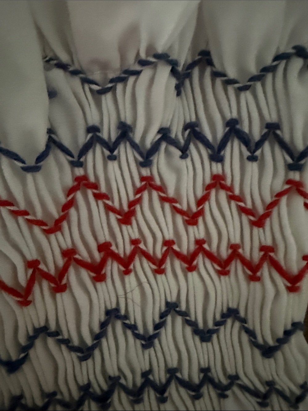 Stitchy Fish Red White and Blue Sundress with Red Gingham Tie Straps - Picture 6 of 6